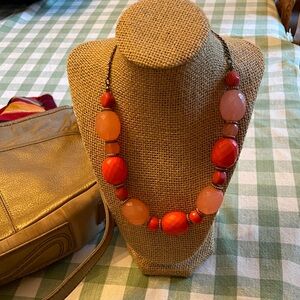 Elegant Orange and Red Beaded Necklace
